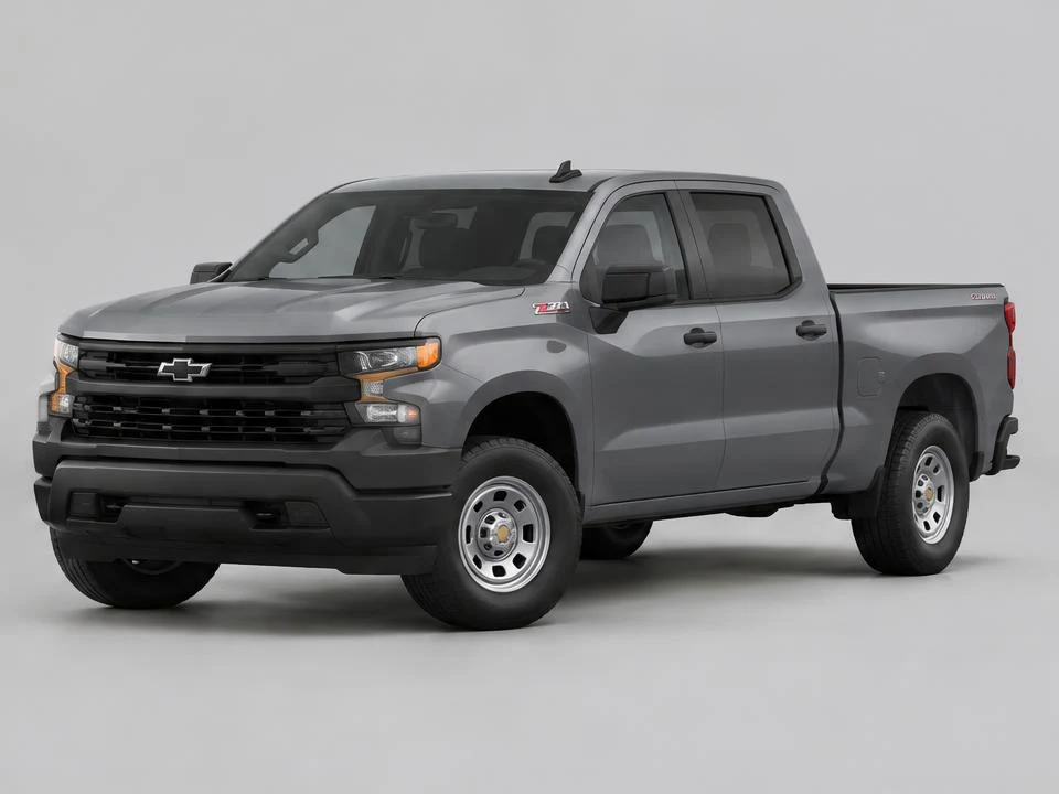 Generated illustration of a Gray 2026 Chevrolet Silverado 1500; not a photograph of the actual vehicle for sale