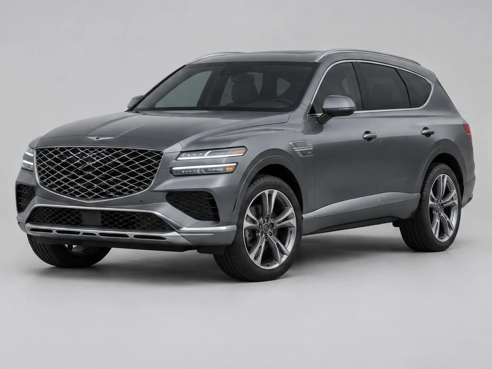 Generated illustration of a Gray 2026 Genesis GV80; not a photograph of the actual vehicle for sale