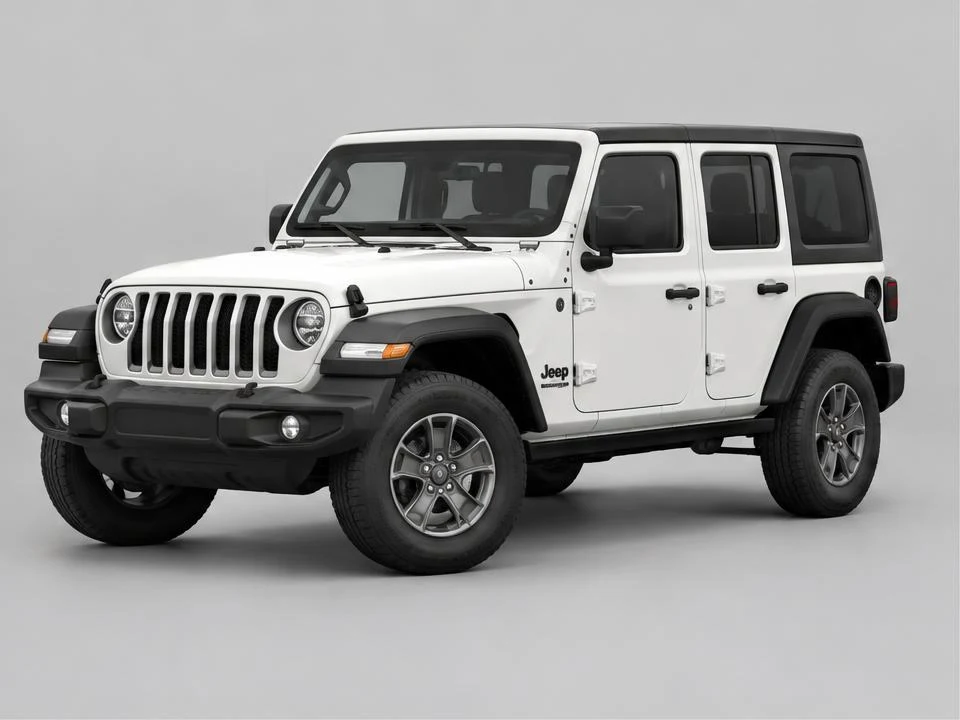 Generated illustration of a White 2024 Jeep Wrangler; not a photograph of the actual vehicle for sale