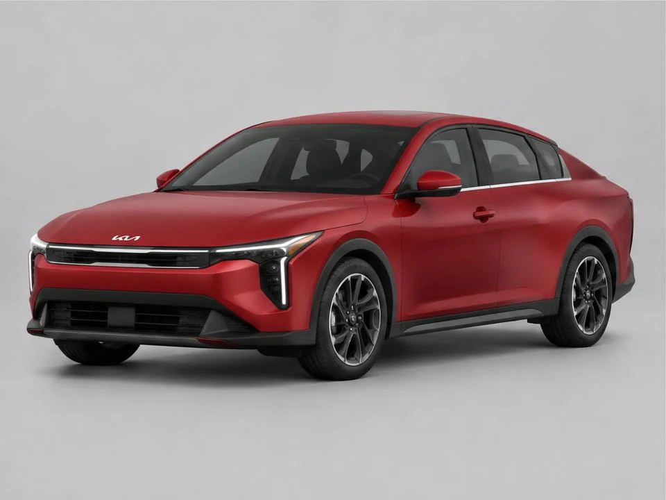 Generated illustration of a Red 2025 Kia K4; not a photograph of the actual vehicle for sale