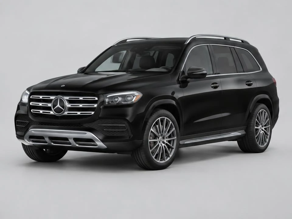 Generated illustration of a Black 2025 Mercedes-Benz GLS 450; not a photograph of the actual vehicle for sale