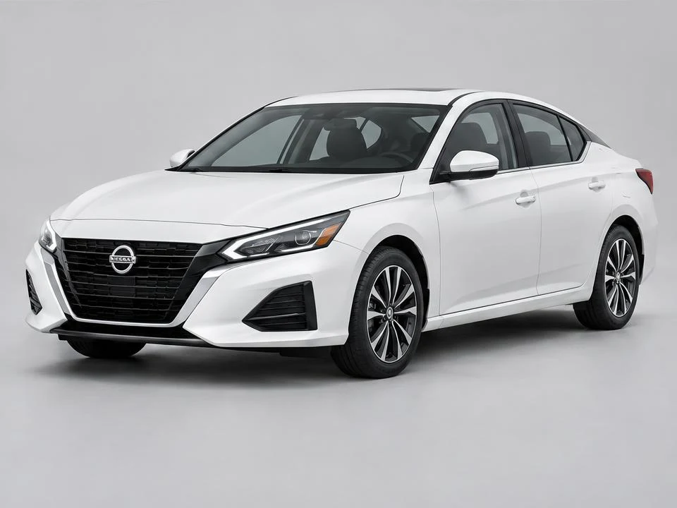 Generated illustration of a White 2025 Nissan Altima; not a photograph of the actual vehicle for sale