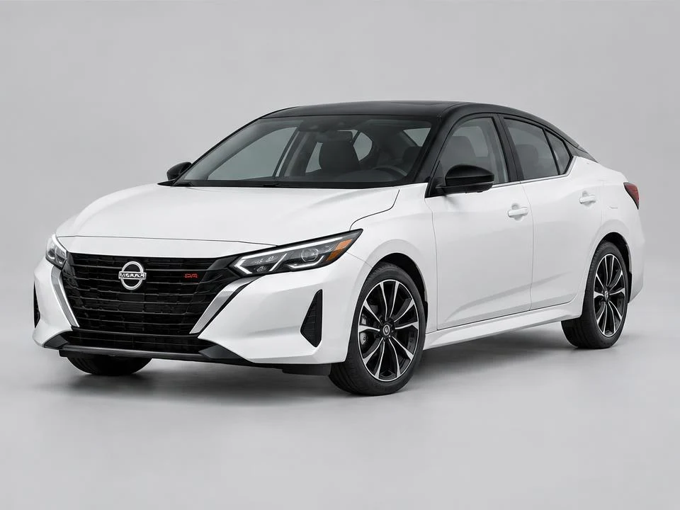 Generated illustration of a White 2025 Nissan Sentra; not a photograph of the actual vehicle for sale